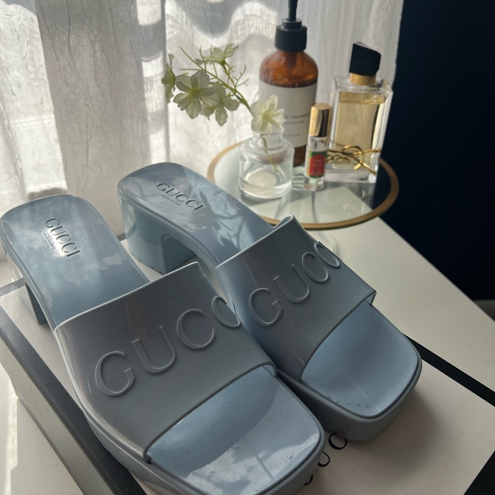 GUCCI Blue Slide Sandals